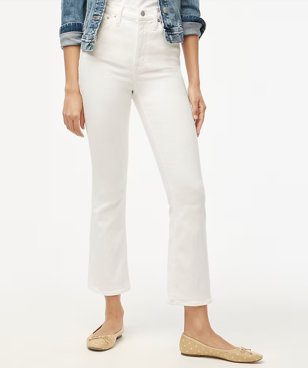 J Crew Flare Crop Jeans 34 34T Tall NWT Stretch White Denim BX545 J.Crew